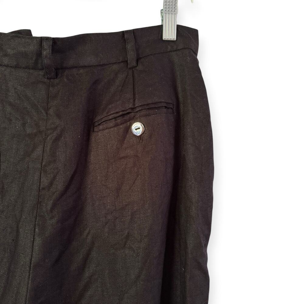 Ralph Lauren Black 100% Linen Pleated Straight Leg Lined Pants Women’s Size 10 - Picture 4 of 6